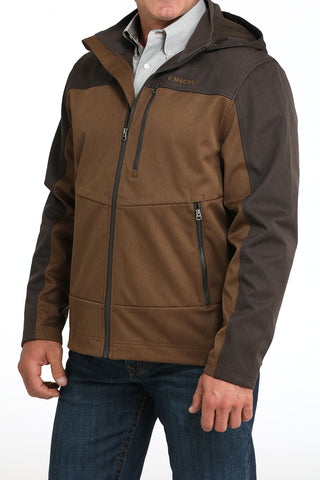 Cinch Men’s Brown Two - Tone Bonded Hooded Jacket – Western Softshell Work Jacket - Cowboy SwaggerCinch Men’s Brown Two - Tone Bonded Hooded Jacket – Western Softshell Work Jacket