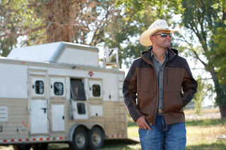 Cinch Men’s Brown Two - Tone Bonded Hooded Jacket – Western Softshell Work Jacket - Cowboy SwaggerCinch Men’s Brown Two - Tone Bonded Hooded Jacket – Western Softshell Work Jacket