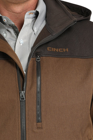 Cinch Men’s Brown Two - Tone Bonded Hooded Jacket – Western Softshell Work Jacket - Cowboy SwaggerCinch Men’s Brown Two - Tone Bonded Hooded Jacket – Western Softshell Work Jacket