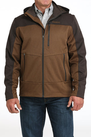 Cinch Men’s Brown Two - Tone Bonded Hooded Jacket – Western Softshell Work Jacket - Cowboy SwaggerCinch Men’s Brown Two - Tone Bonded Hooded Jacket – Western Softshell Work Jacket