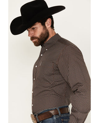 Cinch Mens Brown & White Print Shirt - Cowboy SwaggerCinch Mens Brown & White Print Shirt
