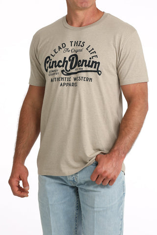 Cinch Men’s Cinch Denim Logo Tee Khaki - Cowboy SwaggerCinch Men’s Cinch Denim Logo Tee Khaki