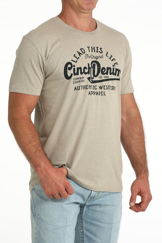 Cinch Men’s Cinch Denim Logo Tee Khaki - Cowboy SwaggerCinch Men’s Cinch Denim Logo Tee Khaki