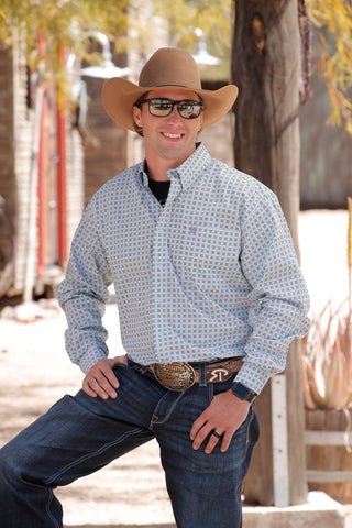 Cinch Men's Geometric Long Sleeve Button Down Light Blue/Purple - Cowboy SwaggerCinch Men's Geometric Long Sleeve Button Down Light Blue/PurpleMen's Shirts