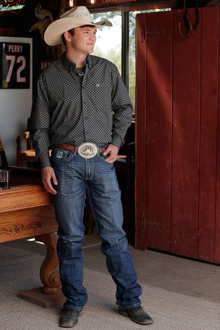 Cinch Men’s Geometric Print Button - Down Western Shirt Black/Khaki - Cowboy SwaggerCinch Men’s Geometric Print Button - Down Western Shirt Black/KhakiMen's Shirts