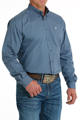 Cinch Men’s Geometric Print Button Down Western Shirt Blue - Cowboy SwaggerCinch Men’s Geometric Print Button Down Western Shirt BlueMen's Shirts