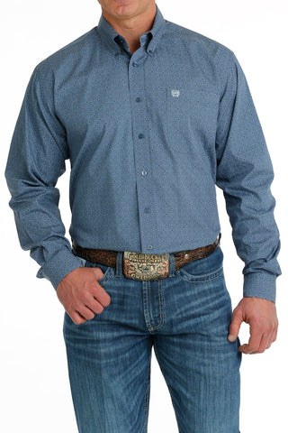 Cinch Men’s Geometric Print Button Down Western Shirt Blue - Cowboy SwaggerCinch Men’s Geometric Print Button Down Western Shirt BlueMen's Shirts