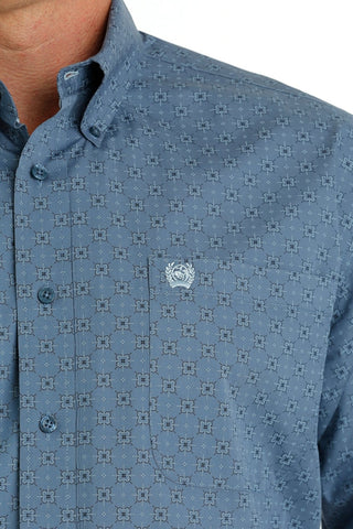 Cinch Men’s Geometric Print Button Down Western Shirt Blue - Cowboy SwaggerCinch Men’s Geometric Print Button Down Western Shirt BlueMen's Shirts