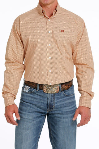 Cinch Men’s Geometric Print Button Down Western Shirt Khaki/White - Cowboy SwaggerCinch Men’s Geometric Print Button Down Western Shirt Khaki/White