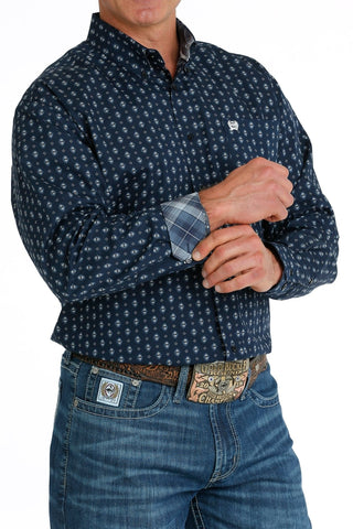 Cinch Men’s Geometric Print Button Down Western Shirt Navy/Blue - Cowboy SwaggerCinch Men’s Geometric Print Button Down Western Shirt Navy/BlueShirts & Tops