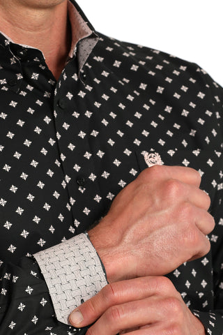 Cinch Men’s Long Sleeve Black Shirt with Pink Diamond Flower Print - Cowboy SwaggerCinch Men’s Long Sleeve Black Shirt with Pink Diamond Flower PrintShirts & Tops