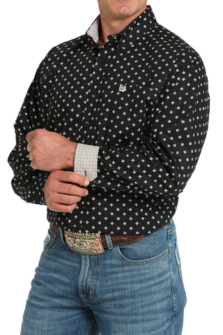 Cinch Men’s Long Sleeve Black Shirt with Pink Diamond Flower Print - Cowboy SwaggerCinch Men’s Long Sleeve Black Shirt with Pink Diamond Flower PrintShirts & Tops