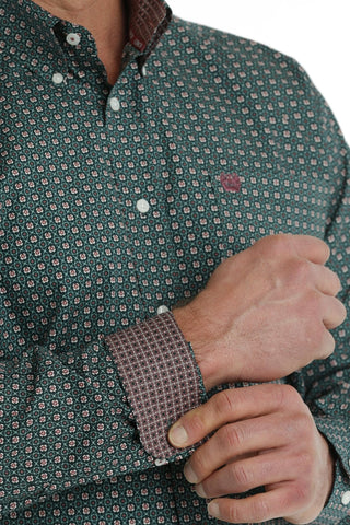 Cinch Mens Long Sleeve Flower Printed Shirt Green - Cowboy SwaggerCinch Mens Long Sleeve Flower Printed Shirt GreenMen's Shirts