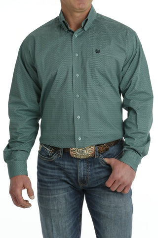 Cinch Men's Long Sleeve Stretch Geometric Print Button - Down Western Shirt Turquoise/Green - Cowboy SwaggerCinch Men's Long Sleeve Stretch Geometric Print Button - Down Western Shirt Turquoise/GreenShirts & Tops
