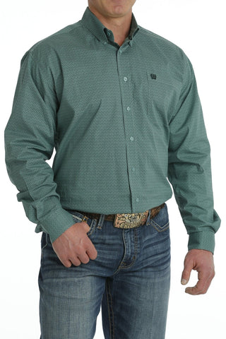 Cinch Men's Long Sleeve Stretch Geometric Print Button - Down Western Shirt Turquoise/Green - Cowboy SwaggerCinch Men's Long Sleeve Stretch Geometric Print Button - Down Western Shirt Turquoise/GreenShirts & Tops