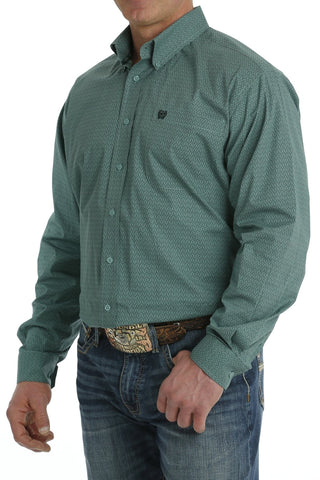 Cinch Men's Long Sleeve Stretch Geometric Print Button - Down Western Shirt Turquoise/Green - Cowboy SwaggerCinch Men's Long Sleeve Stretch Geometric Print Button - Down Western Shirt Turquoise/GreenShirts & Tops