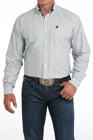 Cinch Men’s Long Sleeve Western Shirt – White & Gray Plaid - Cowboy SwaggerCinch Men’s Long Sleeve Western Shirt – White & Gray Plaid