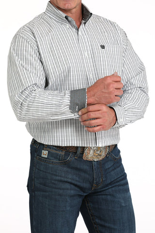 Cinch Men’s Long Sleeve Western Shirt – White & Gray Plaid - Cowboy SwaggerCinch Men’s Long Sleeve Western Shirt – White & Gray Plaid
