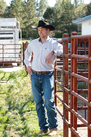 Cinch Men’s Long Sleeve Western Shirt – White & Gray Plaid - Cowboy SwaggerCinch Men’s Long Sleeve Western Shirt – White & Gray Plaid