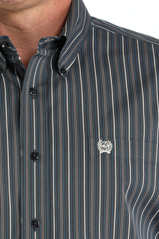 Cinch Men’s Long Sleeve Western Stripe Shirt – Charcoal and Blue Button - Down Cowboy Shirt - Cowboy SwaggerCinch Men’s Long Sleeve Western Stripe Shirt – Charcoal and Blue Button - Down Cowboy Shirt