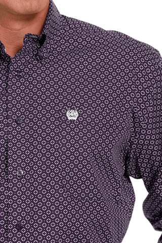 Cinch Mens Ls Button Down Purple and White - Cowboy SwaggerCinch Mens Ls Button Down Purple and White