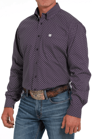 Cinch Mens Ls Button Down Purple and White - Cowboy SwaggerCinch Mens Ls Button Down Purple and White