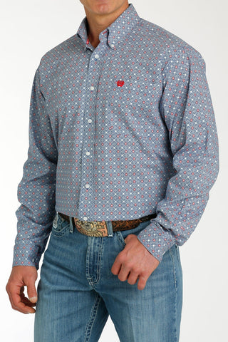 Cinch Men's Medallion Print Button Down Western Shirt Blue/White/Red - Cowboy SwaggerCinch Men's Medallion Print Button Down Western Shirt Blue/White/RedMen's Shirts