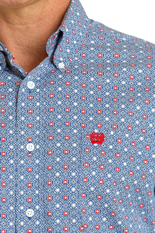 Cinch Men's Medallion Print Button Down Western Shirt Blue/White/Red - Cowboy SwaggerCinch Men's Medallion Print Button Down Western Shirt Blue/White/RedMen's Shirts