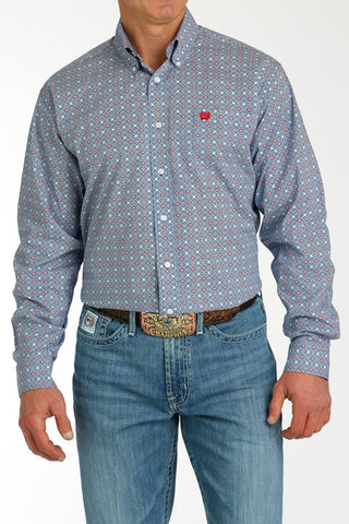 Cinch Men's Medallion Print Button Down Western Shirt Blue/White/Red - Cowboy SwaggerCinch Men's Medallion Print Button Down Western Shirt Blue/White/RedMen's Shirts