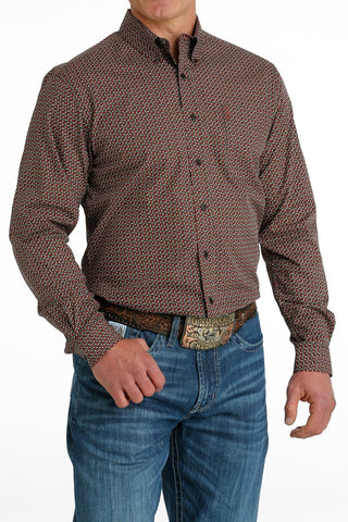 Cinch Mens Modern Fit Black with Red and Brown Print LS Shirt - Cowboy SwaggerCinch Mens Modern Fit Black with Red and Brown Print LS ShirtShirts & Tops