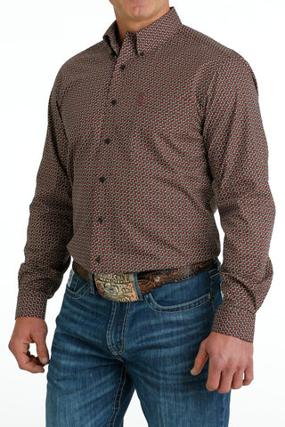 Cinch Mens Modern Fit Black with Red and Brown Print LS Shirt - Cowboy SwaggerCinch Mens Modern Fit Black with Red and Brown Print LS ShirtShirts & Tops