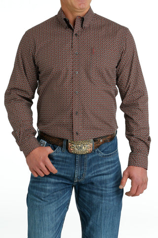 Cinch Mens Modern Fit Black with Red and Brown Print LS Shirt - Cowboy SwaggerCinch Mens Modern Fit Black with Red and Brown Print LS ShirtShirts & Tops