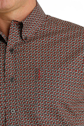 Cinch Mens Modern Fit Black with Red and Brown Print LS Shirt - Cowboy SwaggerCinch Mens Modern Fit Black with Red and Brown Print LS ShirtShirts & Tops