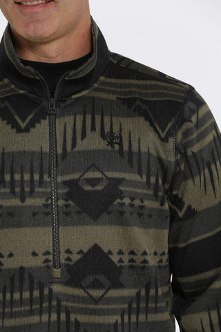 Cinch Men’s Olive & Black 1/2 Zip Sweater Pullover - Cowboy SwaggerCinch Men’s Olive & Black 1/2 Zip Sweater Pullover