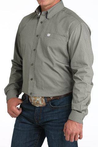 Cinch Men’s Olive Green Diamond Dot Print Long Sleeve Button Down Shirt – MTW1105981 - Cowboy SwaggerCinch Men’s Olive Green Diamond Dot Print Long Sleeve Button Down Shirt – MTW1105981