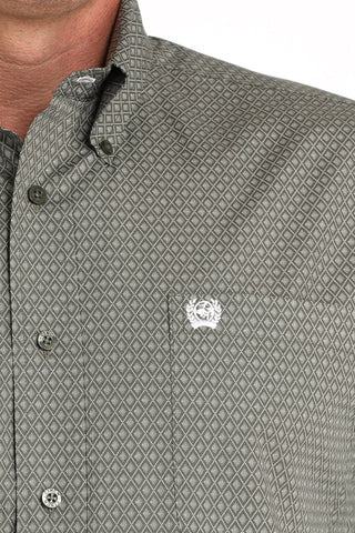 Cinch Men’s Olive Green Diamond Dot Print Long Sleeve Button Down Shirt – MTW1105981 - Cowboy SwaggerCinch Men’s Olive Green Diamond Dot Print Long Sleeve Button Down Shirt – MTW1105981