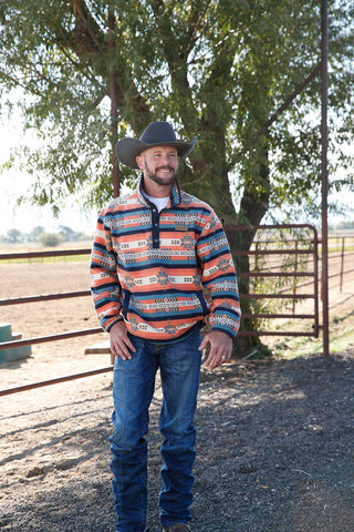 Cinch Mens Orange and Navy Polar Fleece - Cowboy SwaggerCinch Mens Orange and Navy Polar FleeceShirts & Tops