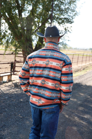 Cinch Mens Orange and Navy Polar Fleece - Cowboy SwaggerCinch Mens Orange and Navy Polar FleeceShirts & Tops
