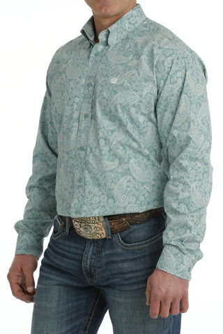Cinch Men's Paisley Print Button - Down Long Sleeve Western Shirt Turquoise/Green - Cowboy SwaggerCinch Men's Paisley Print Button - Down Long Sleeve Western Shirt Turquoise/GreenMen's Shirts