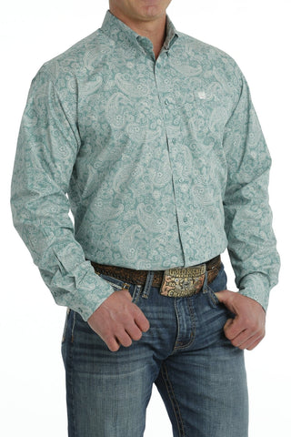 Cinch Men's Paisley Print Button - Down Long Sleeve Western Shirt Turquoise/Green - Cowboy SwaggerCinch Men's Paisley Print Button - Down Long Sleeve Western Shirt Turquoise/GreenMen's Shirts