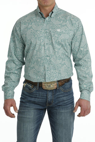 Cinch Men's Paisley Print Button - Down Long Sleeve Western Shirt Turquoise/Green - Cowboy SwaggerCinch Men's Paisley Print Button - Down Long Sleeve Western Shirt Turquoise/GreenMen's Shirts