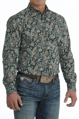 Cinch Men’s Paisley Print Dark Green Western Shirt - Cowboy SwaggerCinch Men’s Paisley Print Dark Green Western ShirtMen's Shirts
