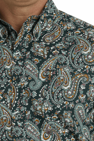 Cinch Men’s Paisley Print Dark Green Western Shirt - Cowboy SwaggerCinch Men’s Paisley Print Dark Green Western ShirtMen's Shirts