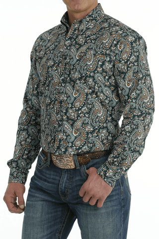 Cinch Men’s Paisley Print Dark Green Western Shirt - Cowboy SwaggerCinch Men’s Paisley Print Dark Green Western ShirtMen's Shirts