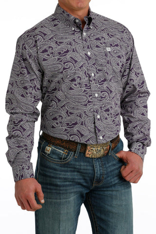 Cinch Men's Paisley Print Long Sleeve Button Down Purple - Cowboy SwaggerCinch Men's Paisley Print Long Sleeve Button Down PurpleMen's Shirts