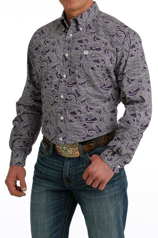 Cinch Men's Paisley Print Long Sleeve Button Down Purple - Cowboy SwaggerCinch Men's Paisley Print Long Sleeve Button Down PurpleMen's Shirts