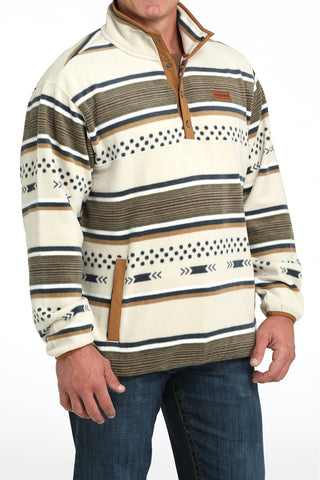 Cinch Men’s Polar Fleece Pullover – Cream and Navy Aztec Western Fleece - Cowboy SwaggerCinch Men’s Polar Fleece Pullover – Cream and Navy Aztec Western Fleece