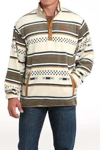 Cinch Men’s Polar Fleece Pullover – Cream and Navy Aztec Western Fleece - Cowboy SwaggerCinch Men’s Polar Fleece Pullover – Cream and Navy Aztec Western Fleece