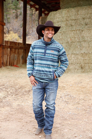 Cinch Men’s Polar Fleece Teal Pullover - Cowboy SwaggerCinch Men’s Polar Fleece Teal Pullover