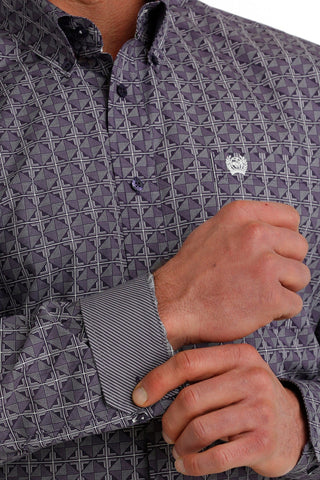 Cinch Men's Purple Geometric Print Button Down - Cowboy SwaggerCinch Men's Purple Geometric Print Button DownMen's Shirts